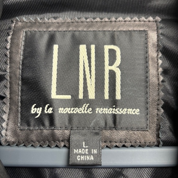 VTG 90s Minimalist Retro Black Leather Jacket L 3 Button LNR - Picture 2 of 7